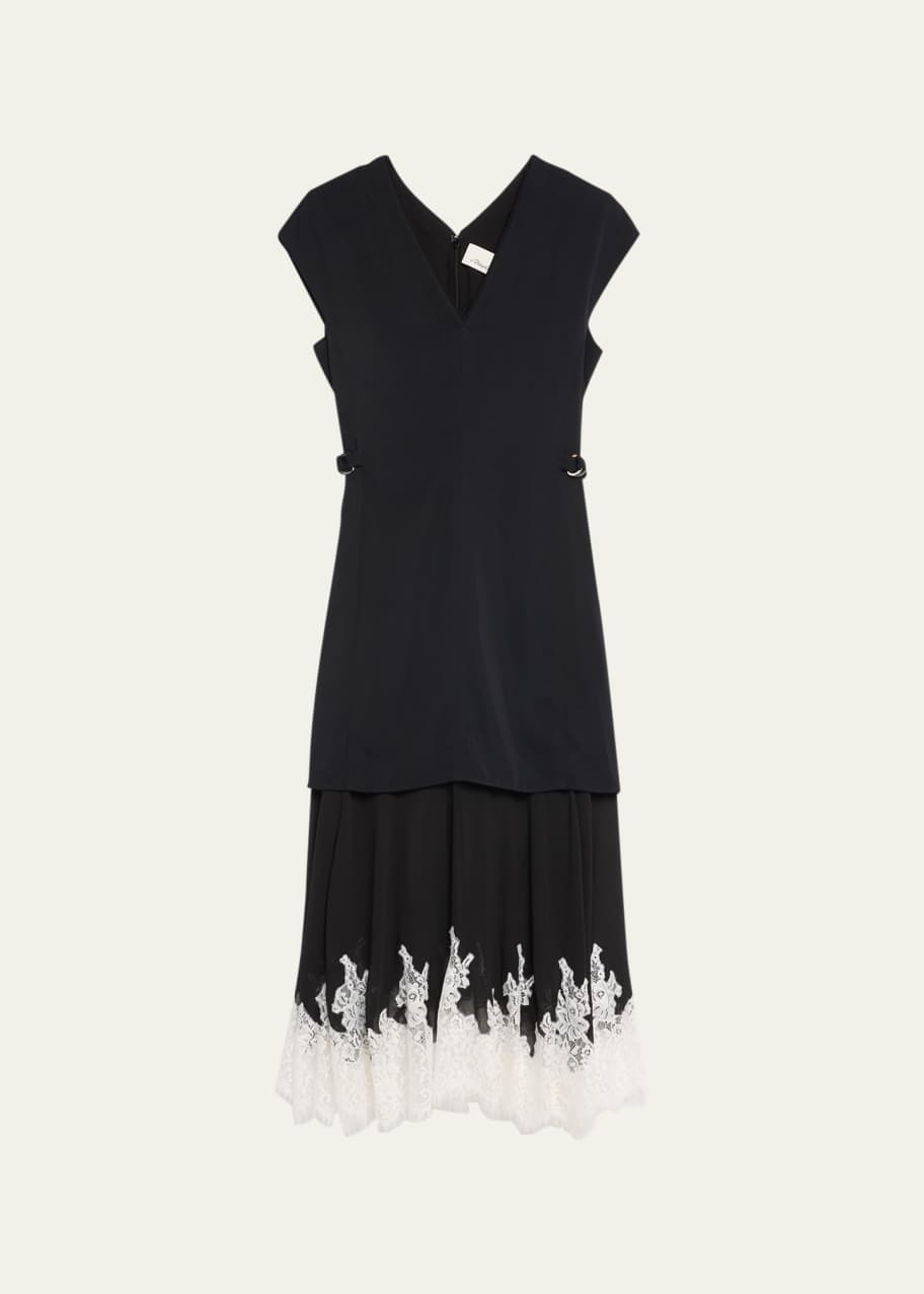 3.1 Phillip Lim Short-Sleeve Cady Chiffon Combo Midi Dress - Bergdorf  Goodman