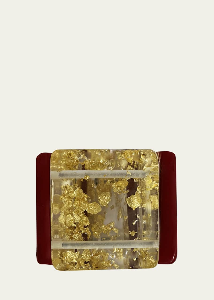 Image 1 of 1: Gold Leaf Acrylic Napkin Rings, Set of 4