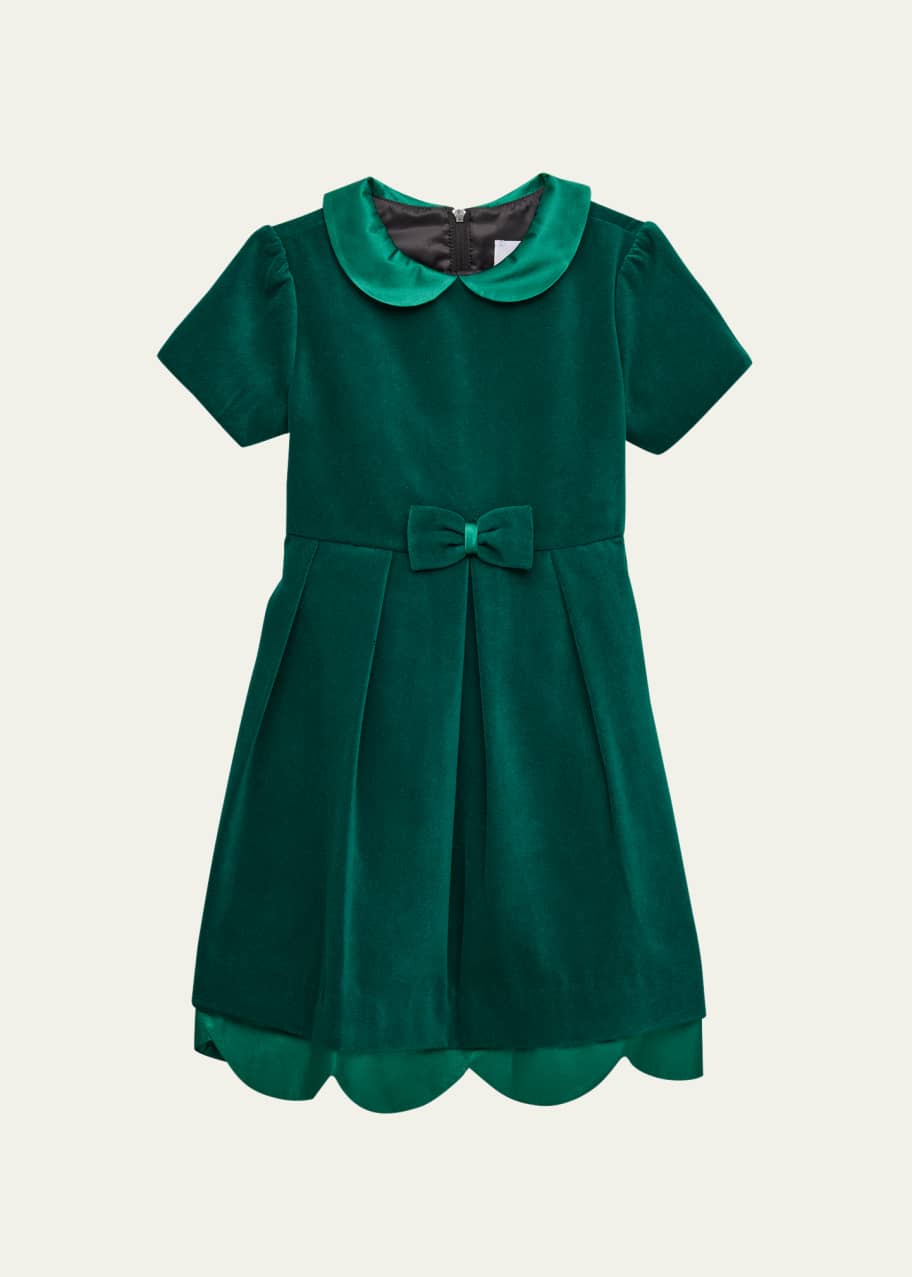 Florence Eiseman Girl s Pleated Velvet Scalloped Dress Size 2 6 Bergdorf Goodman