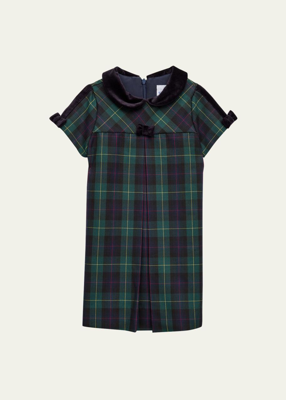 florence eiseman green velvet dress Girl's Plaid-Print W/ Collar, Size 4T-3 7488