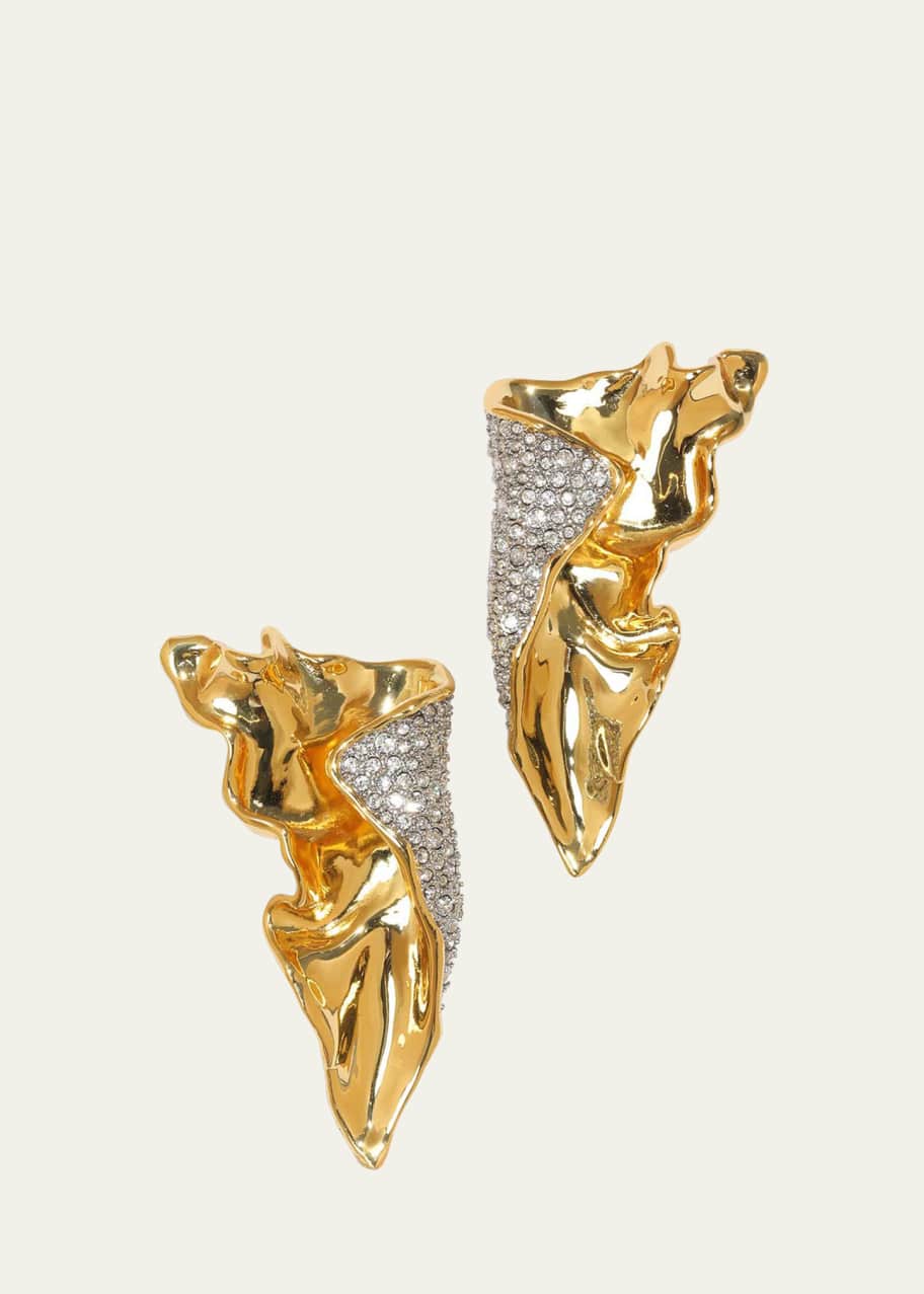 Alexis Bittar Solanales Gold and Crystal Folded Earrings - Bergdorf Goodman