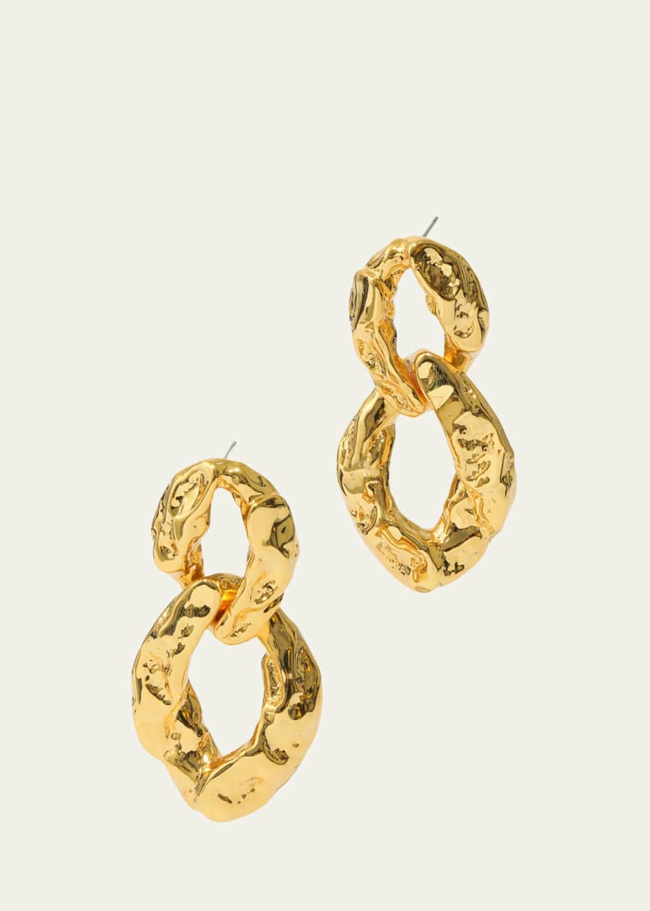 Image 1 of 1: Brut Golden Double Link Earrings