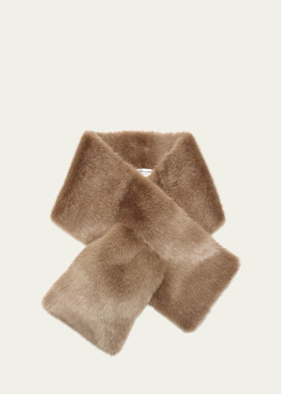 Image 1 of 1: Brown Faux Fur Pull-Through Scarf