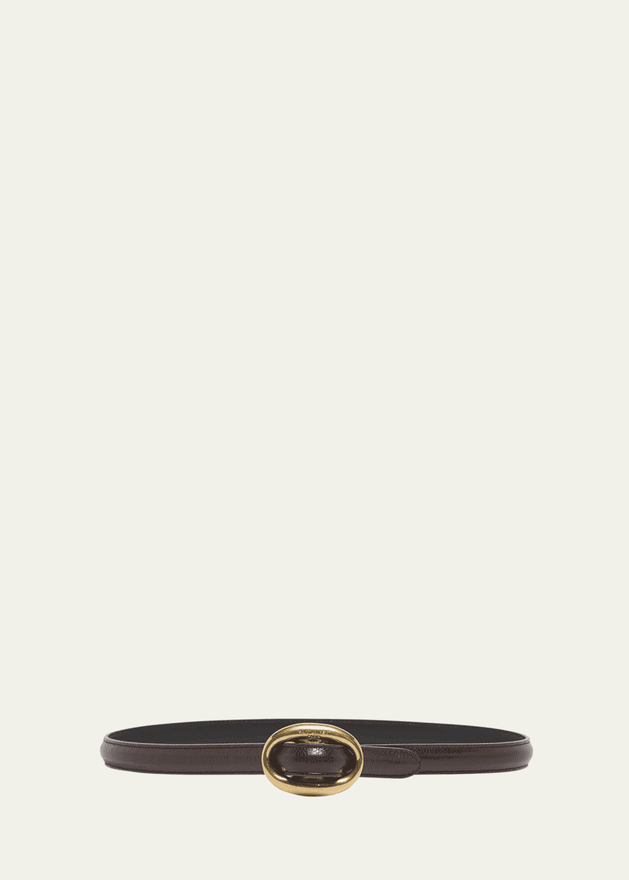 Image 1 of 1: Double Oval Skinny Leather Belt