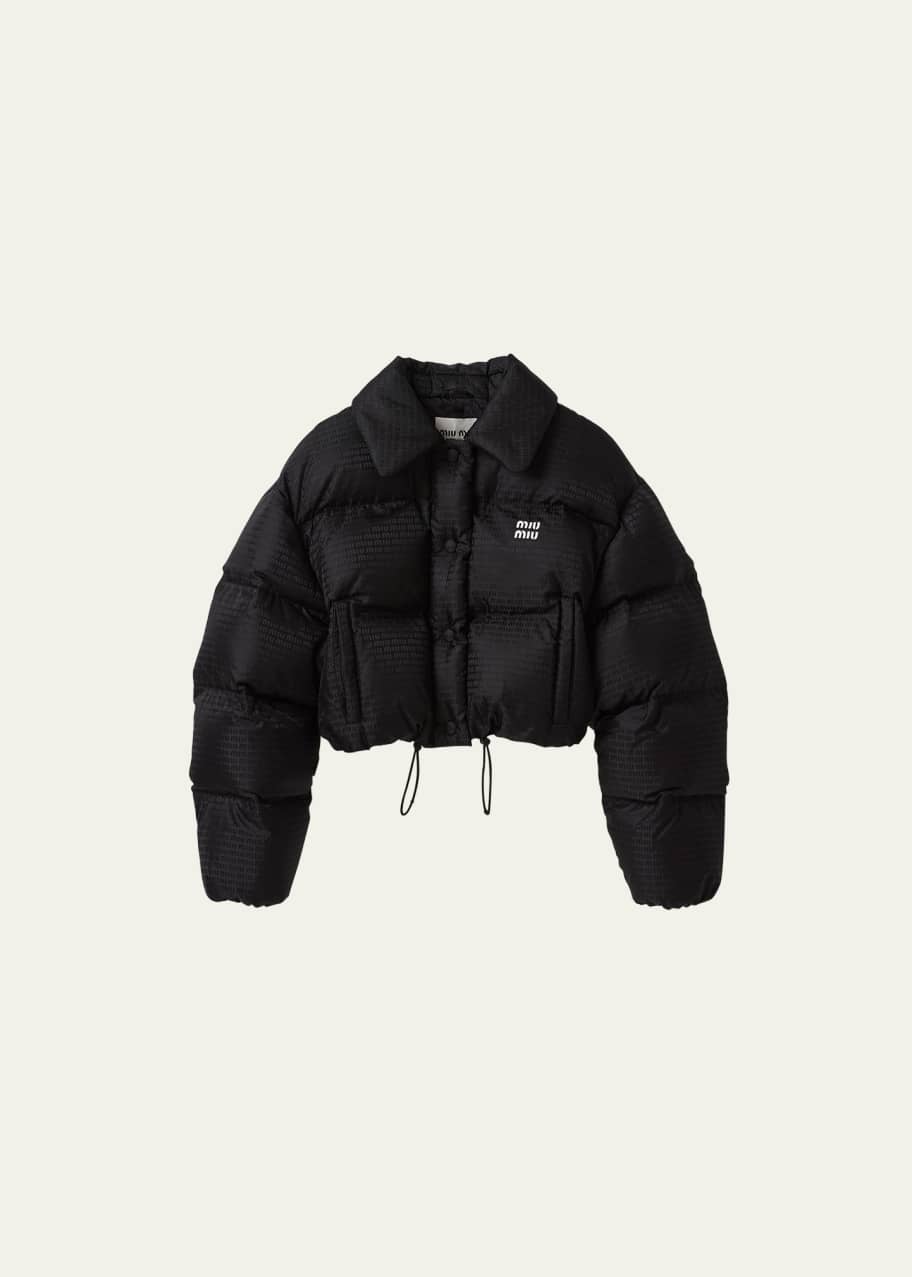 Miu Miu Logo-Print Crop Puffer Jacket - Bergdorf Goodman