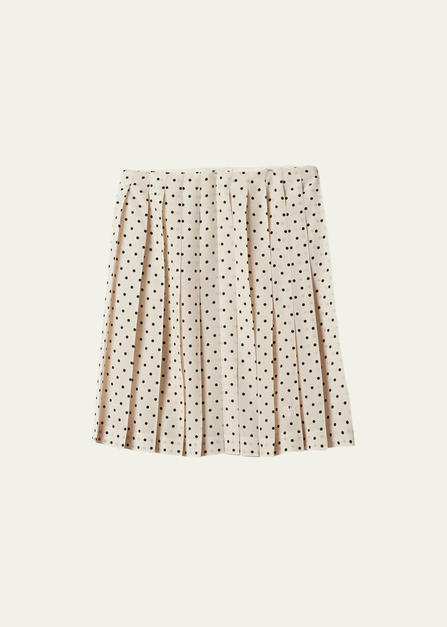 【日本入手困難】Long polka-dot crepe de chine skirt Miu Miu Polka-Dot Crepe de Chine Pleated Midi Skirt