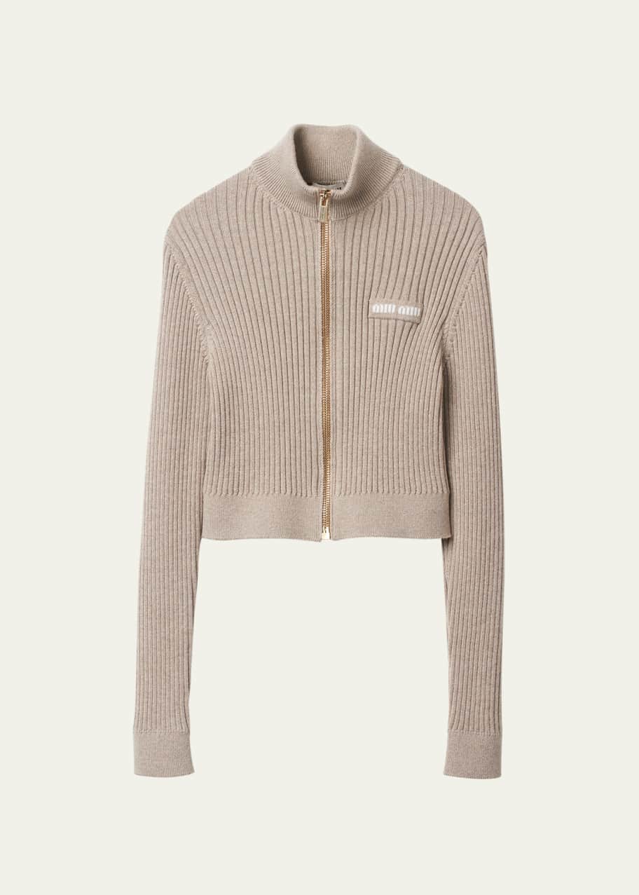 Miu Miu Ribbed Wool Crop Cardigan - Bergdorf Goodman