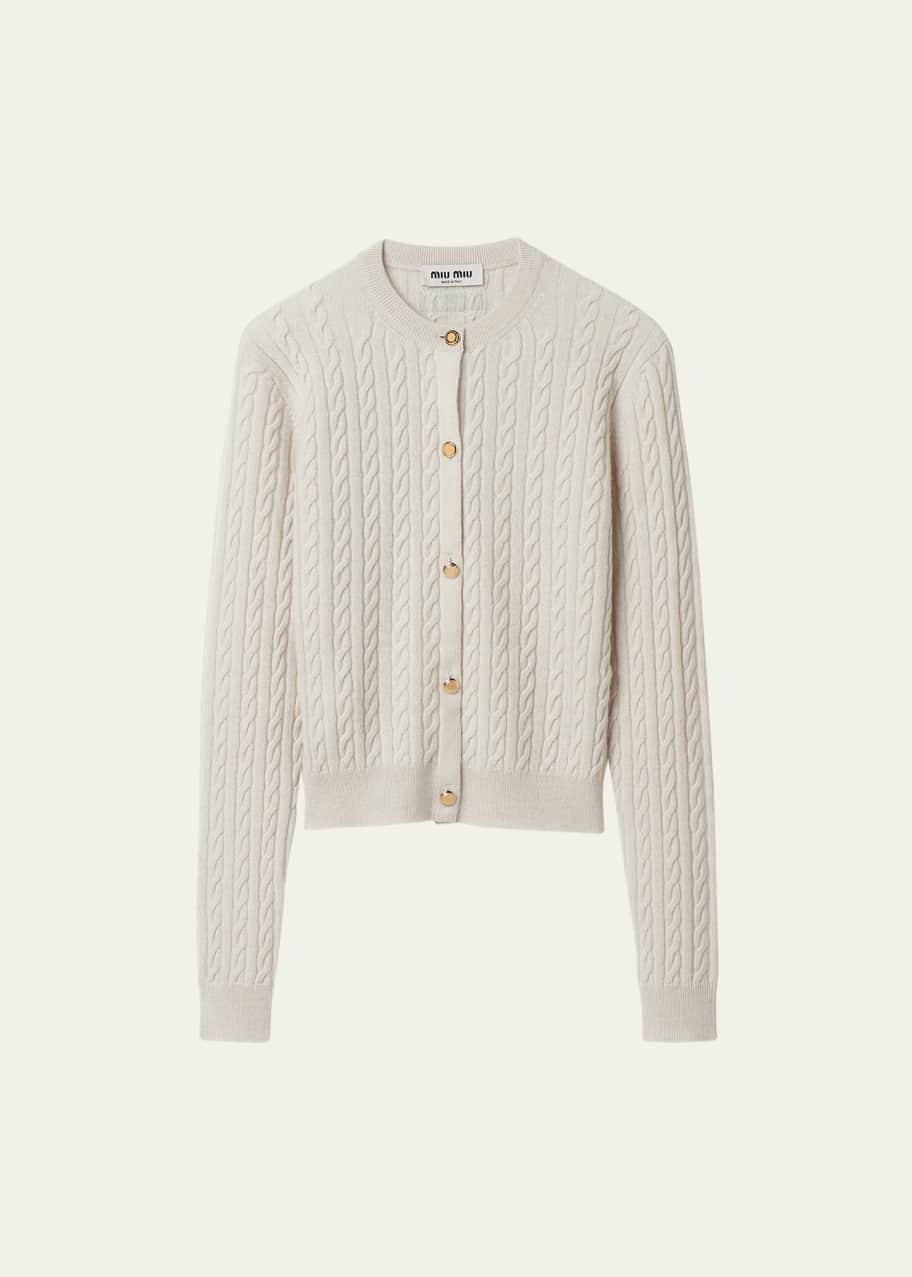 Miu Miu Cashmere Cable Knit Cardigan - Bergdorf Goodman
