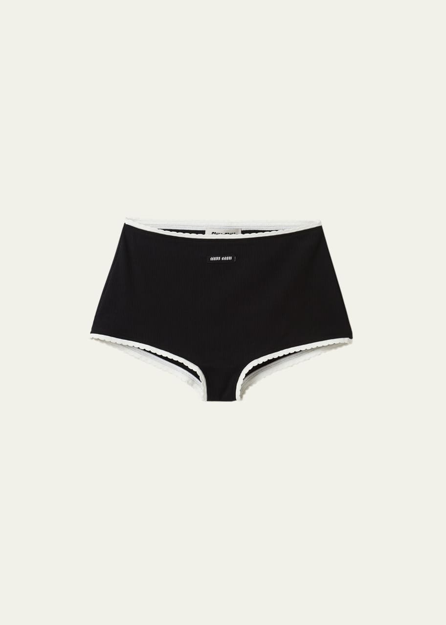 Miu Miu Logo Patch Rib-Knit Underwear - Bergdorf Goodman