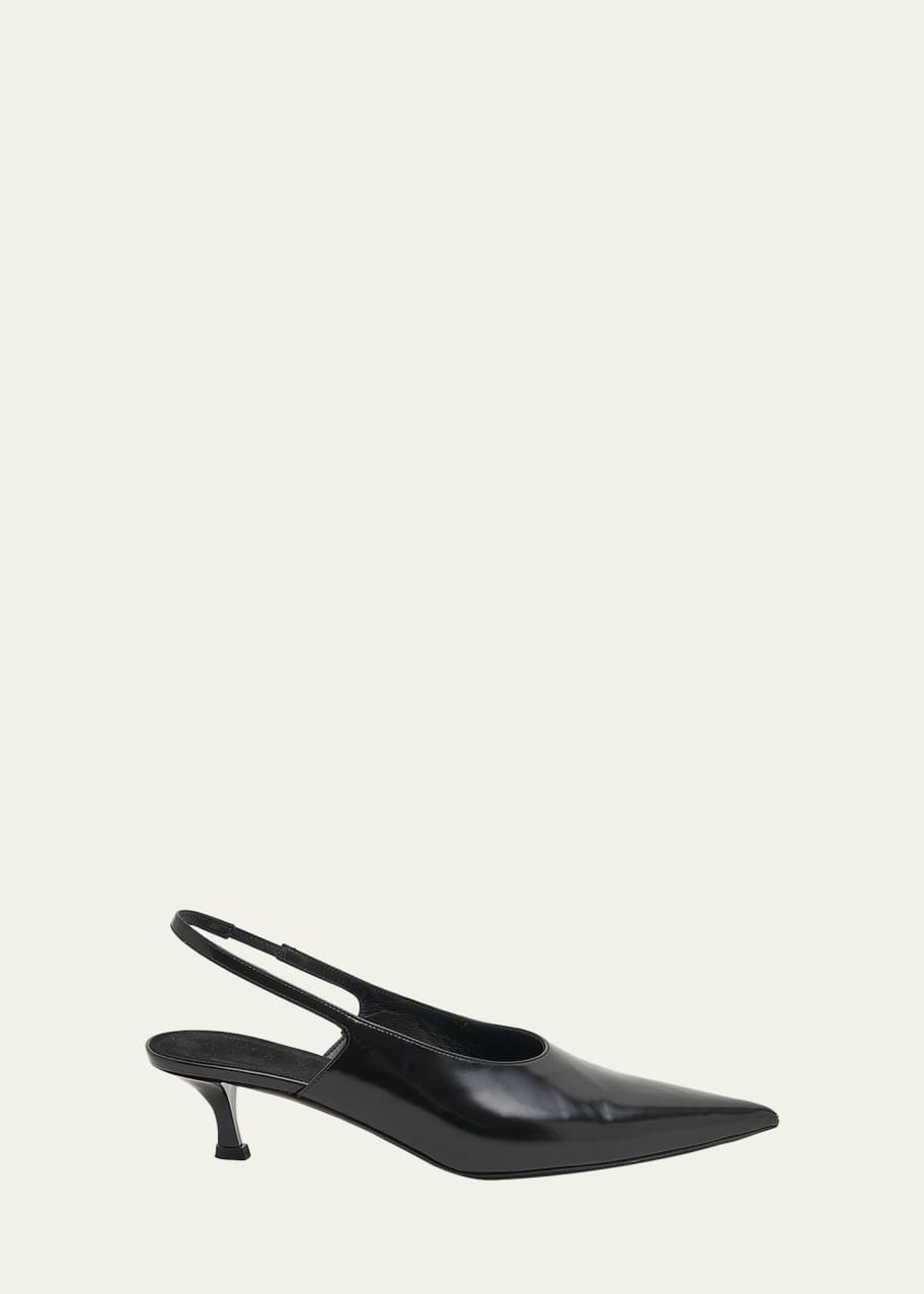 パンプス GIVENCHY SHOW BRUSHED LEATHER SLINGBACKS Givenchy Show Kitten-Heel Slingback Leather Pumps - Bergdorf
