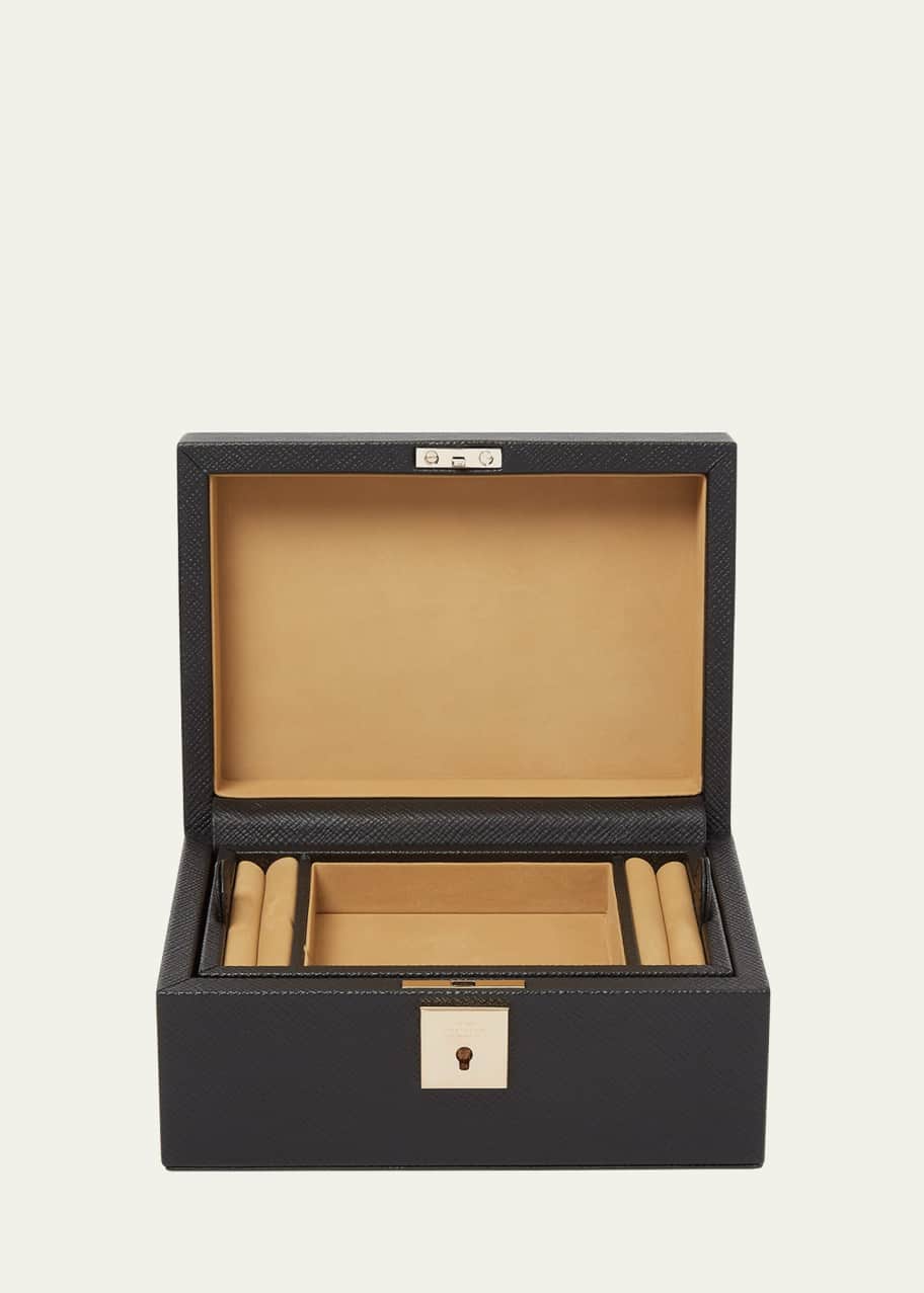 Smythson Panama Classic Leather Jewelry Box with Travel Tray Bergdorf Goodman