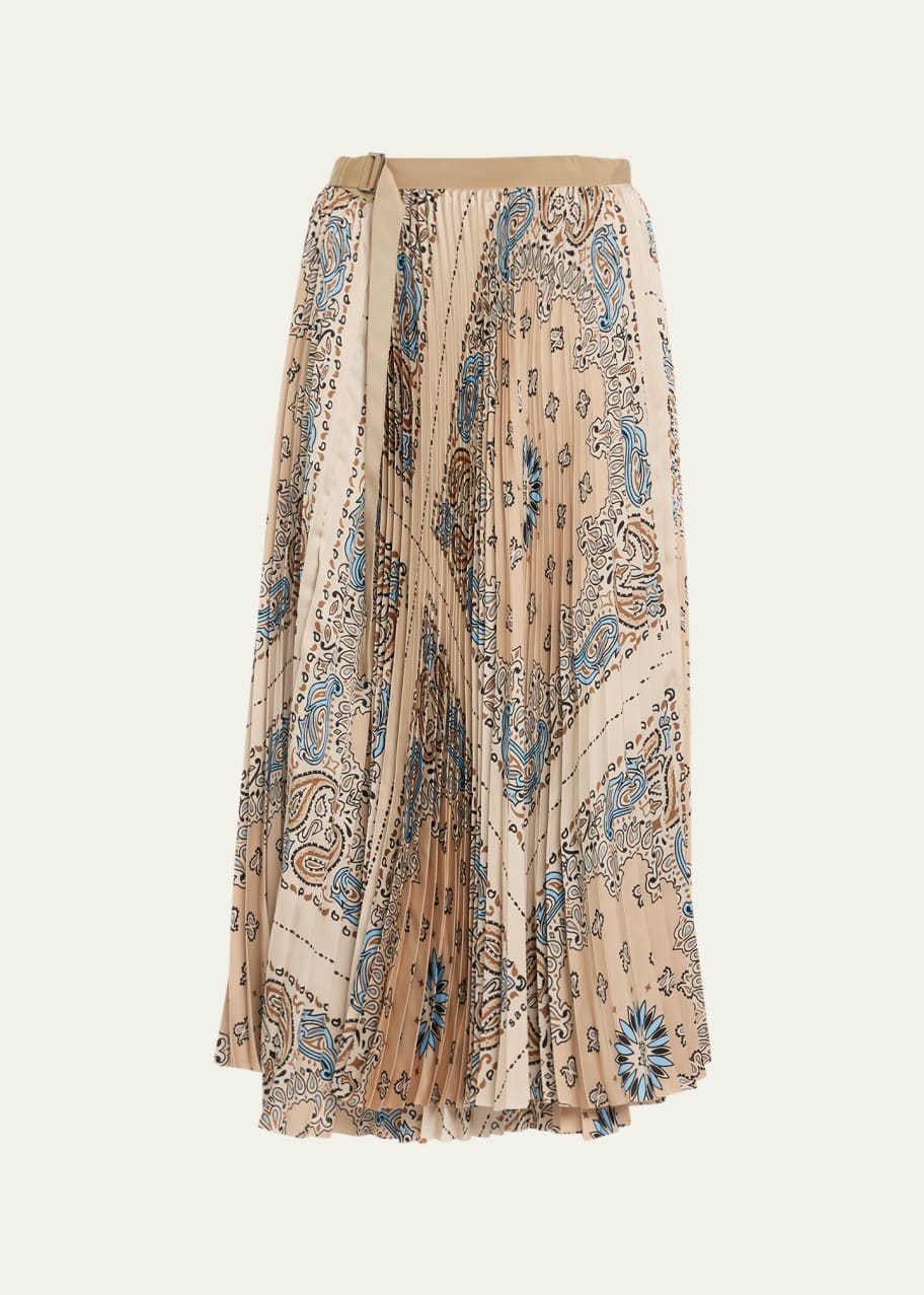 SACAI Bandana-Print Pleated Midi Skirt - Bergdorf Goodman