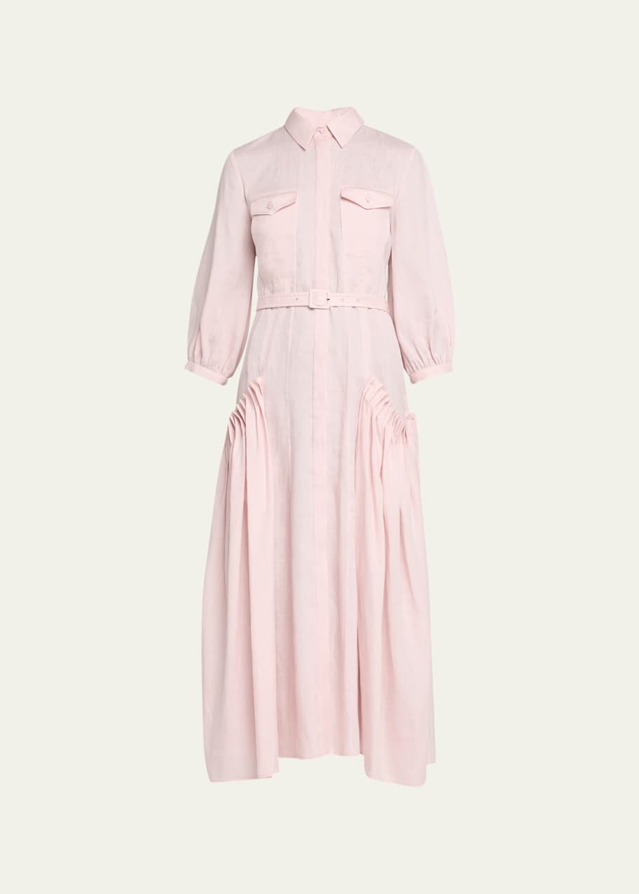 gabriela hearst pink dress GABRIELA HEARST Margritte pleated linen midi dress