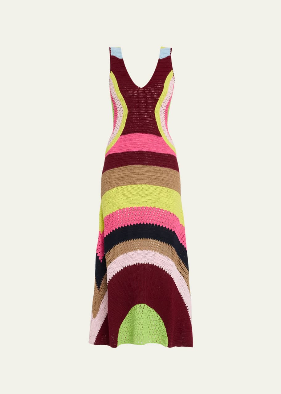 gabriela hearst crochet dress Women's Cashmere Crochet Star Maxi Slip Dress