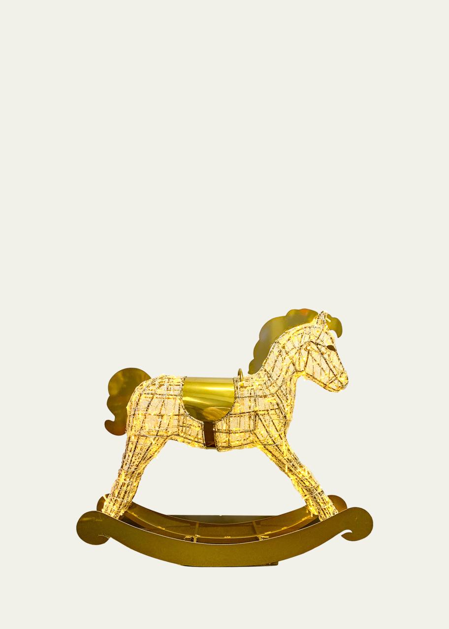 Barcana 4' 3D Gold Rocking Horse with LED Lights - Bergdorf Goodman