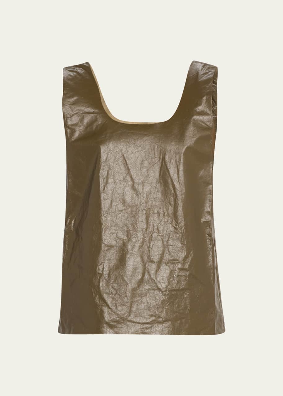 Marc Jacobs Runway Shiny Leather Scoop-Neck Tank Top Bergdorf