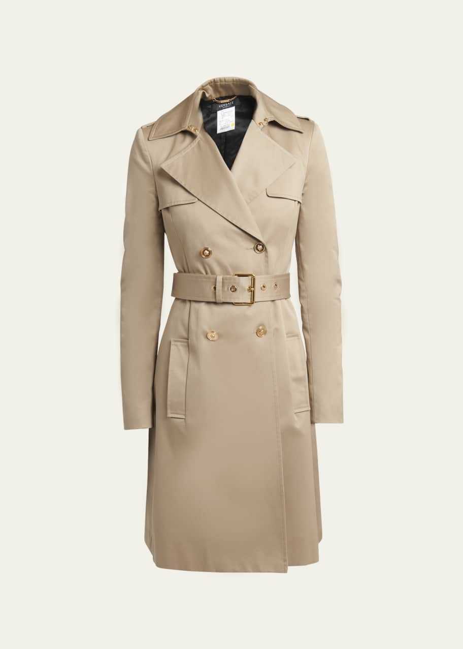 Versace Belted Cotton Gabardine Trench Coat Bergdorf Goodman