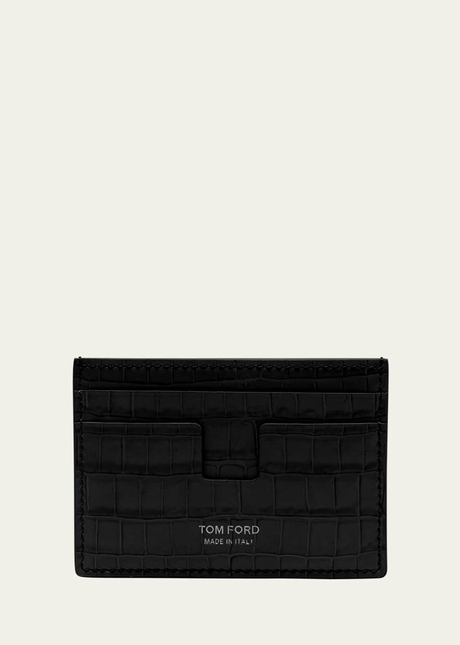 TOM FORD Men's Croc-Effect T Line Money Clip Card Holder