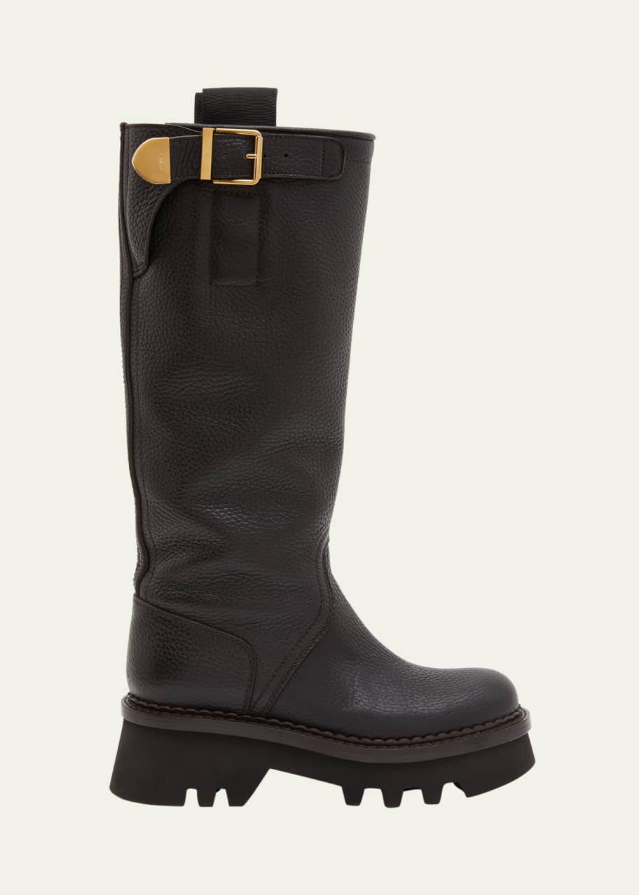 Chloe Owena Tall Leather Buckle Boots Bergdorf Goodman