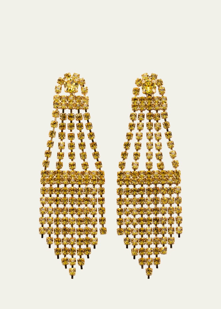 Oscar de la Renta Slim Crystal Fan Statement Earrings Bergdorf Goodman