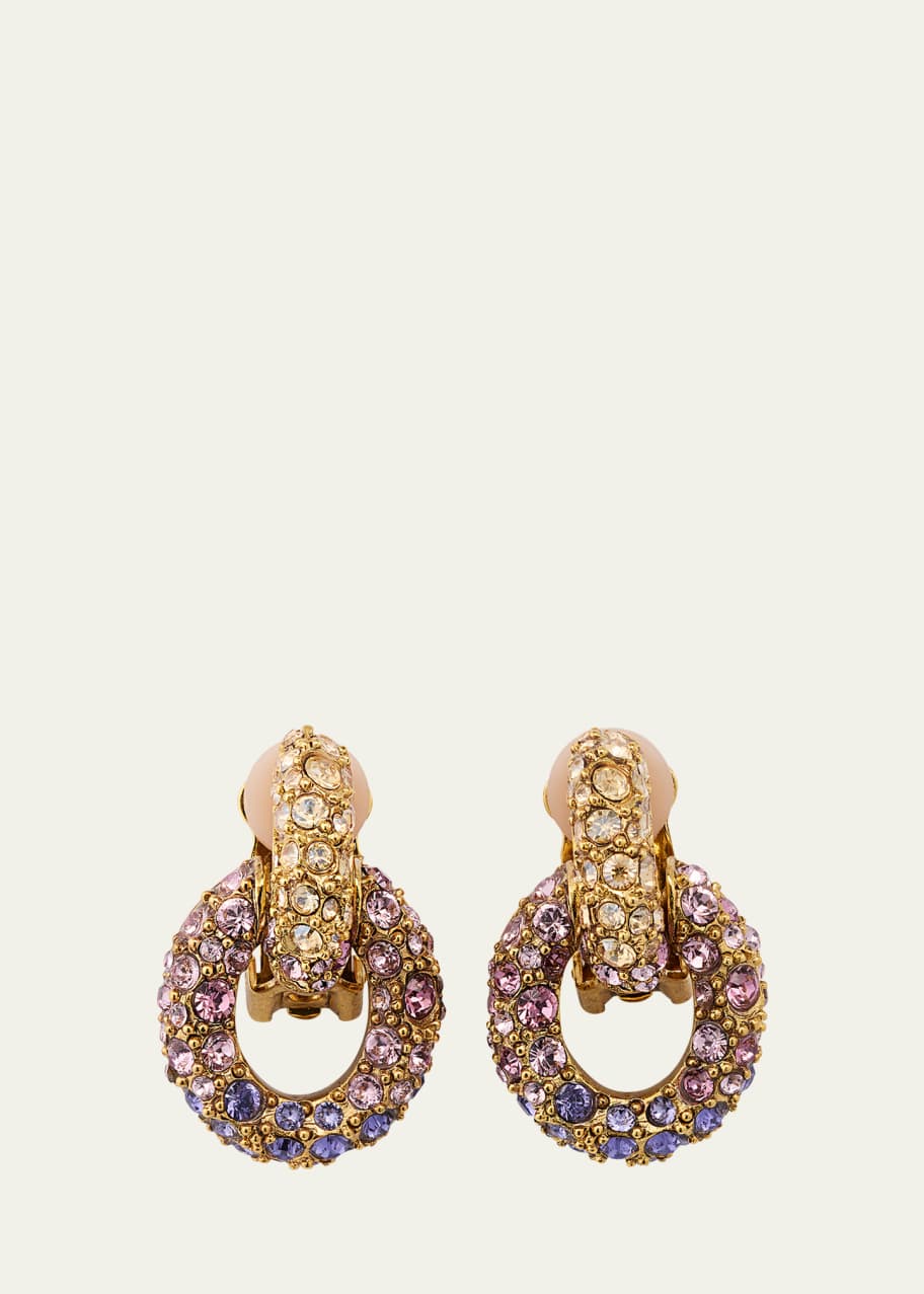 Oscar de la Renta Fortuna Crystal Hoop Drop Earrings