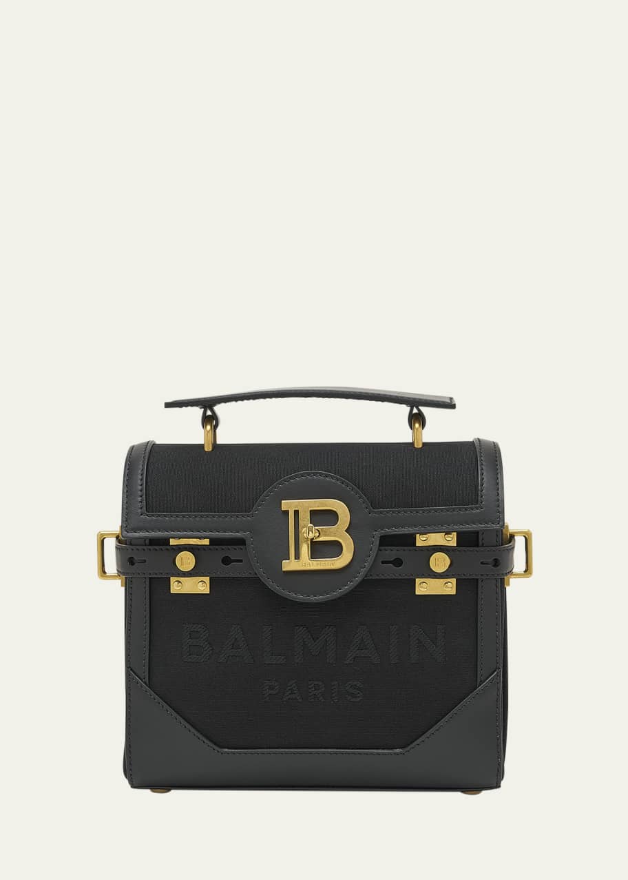 Balmain BBuzz 23 Top-Handle Bag in Canvas and Leather Bergdorf