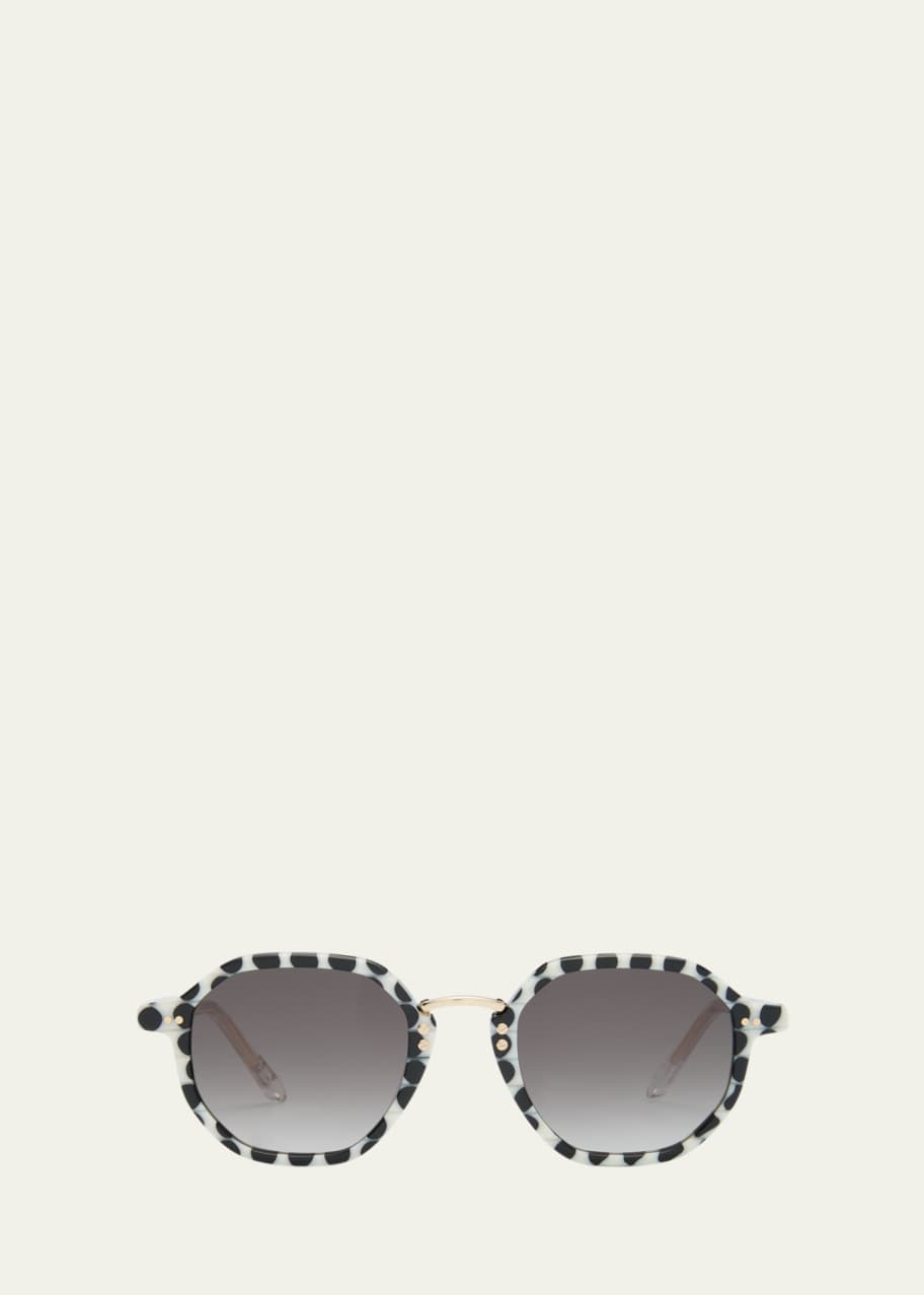 Image 1 of 1: Dakota Domino Titanium & Acetate Round Sunglasses