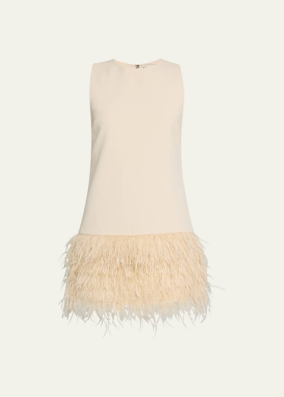 ALICE + OLIVIA Coley Feather-Trim Crepe Mini Dress - Bergdorf Goodman