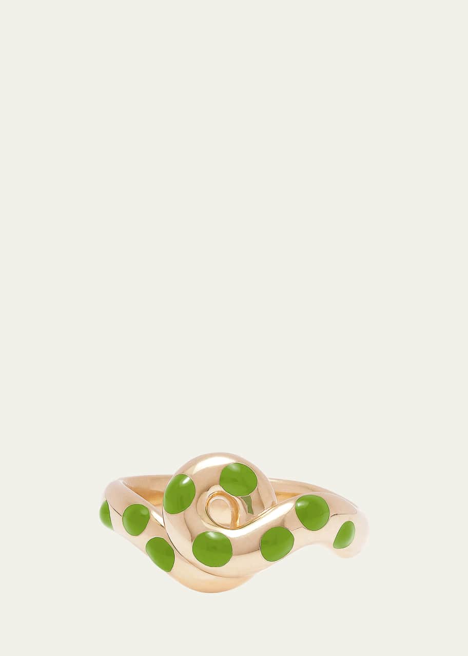 【BEA BONGIASCA】wave 9-karat gold and enamel ring Bea Bongiasca Wave 9-karat Gold And Enamel Ring In Bubblegum