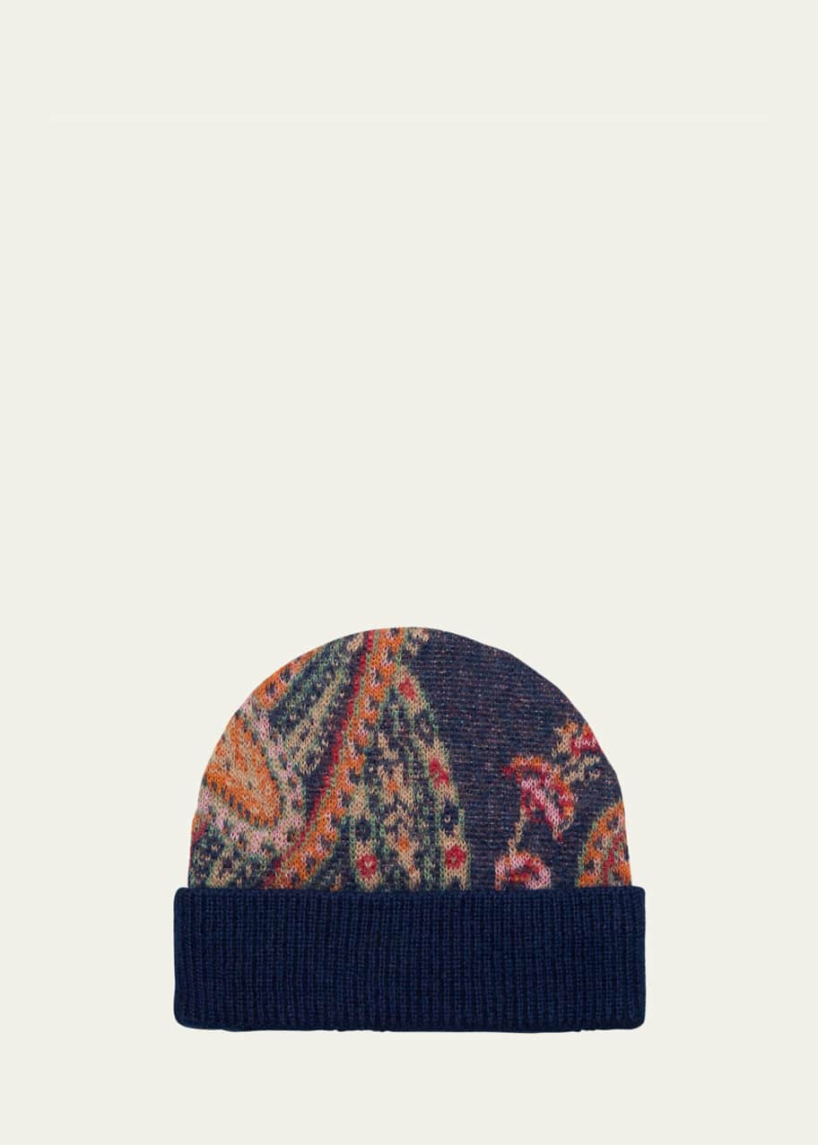 Image 1 of 1: Paisley Knit Ribbed Beanie
