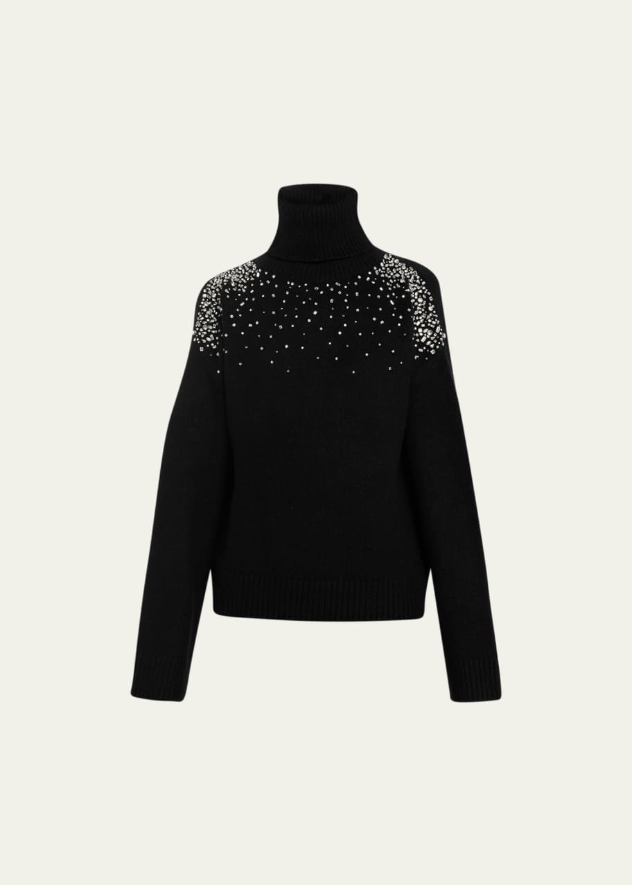 Cinq a Sept Alani Rhinestone Crackle Embellished Turtleneck Sweater ...