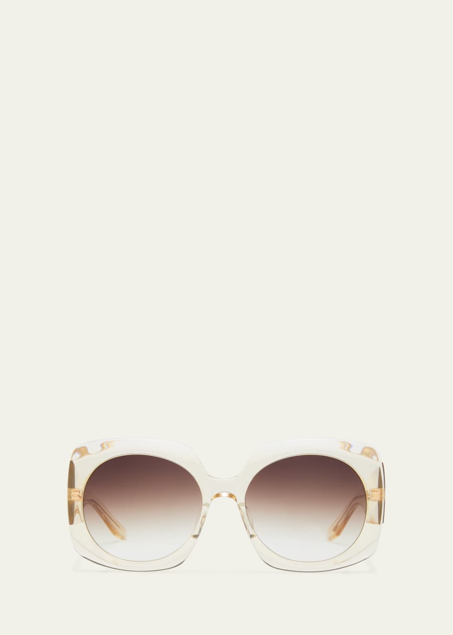 Image 1 of 1: x Sarah Hoover Delia Champagne Acetate Square Sunglasses