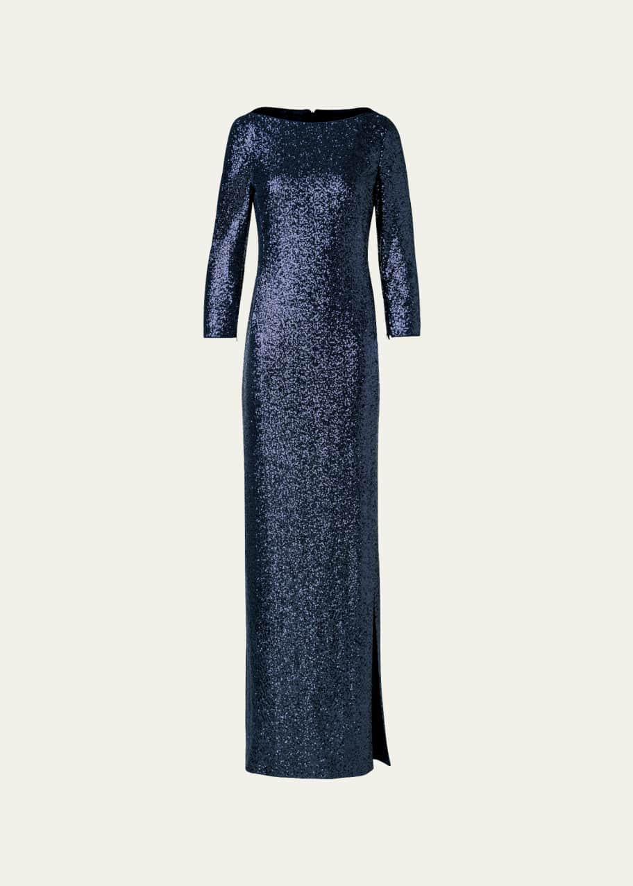 Akris Sequined Column Boat Neck Gown Bergdorf Goodman