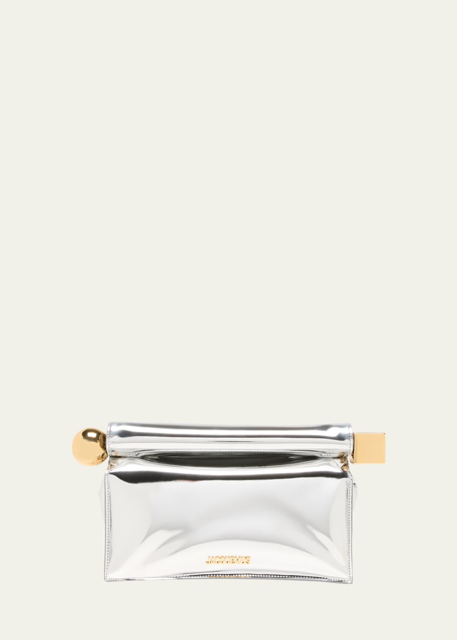 Jacquemus La Pochette Rond Metallic Clutch Bag Bergdorf Goodman