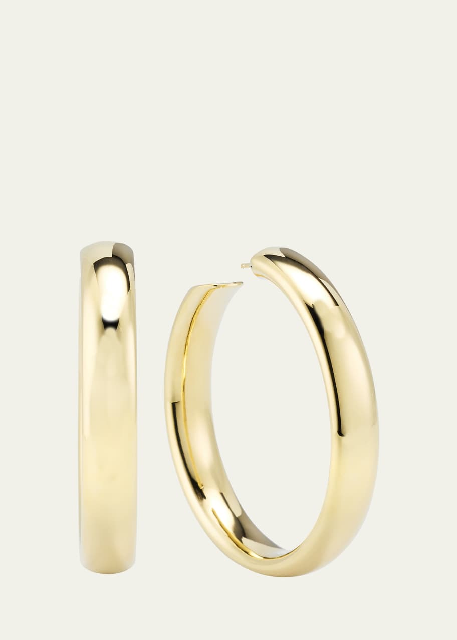 Image 1 of 1: 14k Gold Wide-Curved Hollow Hoop Earrings