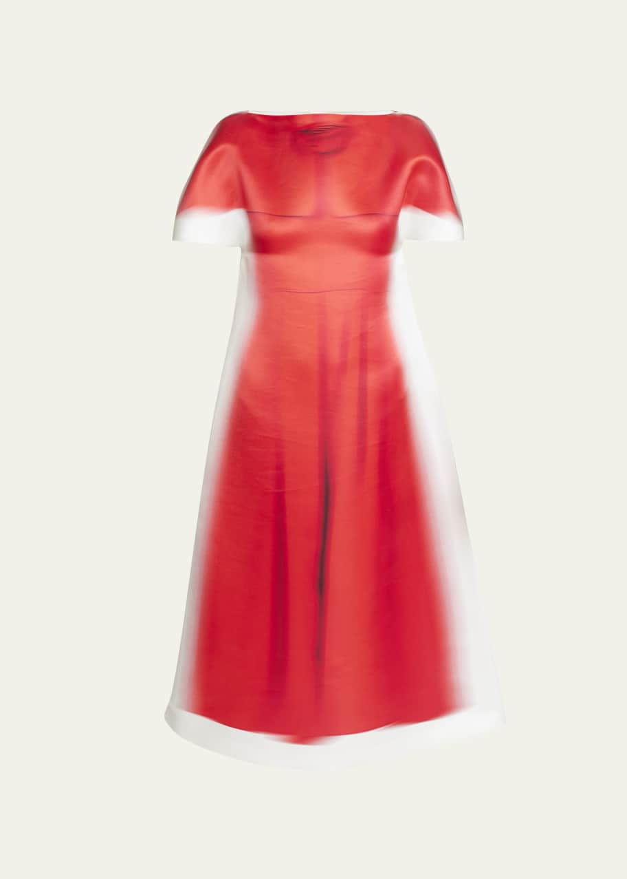 Loewe Blurred Print Boatneck Midi Dress - Bergdorf Goodman