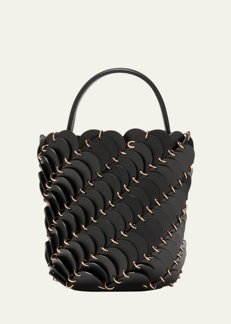 Image 1 of 1: Small Disc-Link Leather Bucket Bag