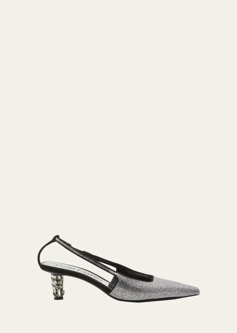 Crystal Square Toe Slingback Pumps