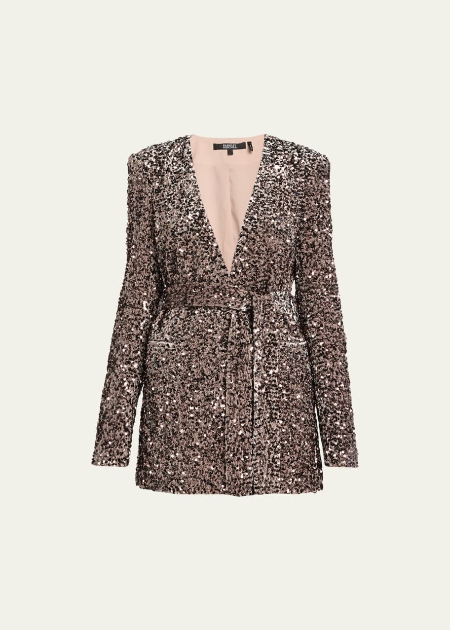 Badgley Mischka Collection Deep V-Neck Sequin Velvet Blazer - Bergdorf  Goodman