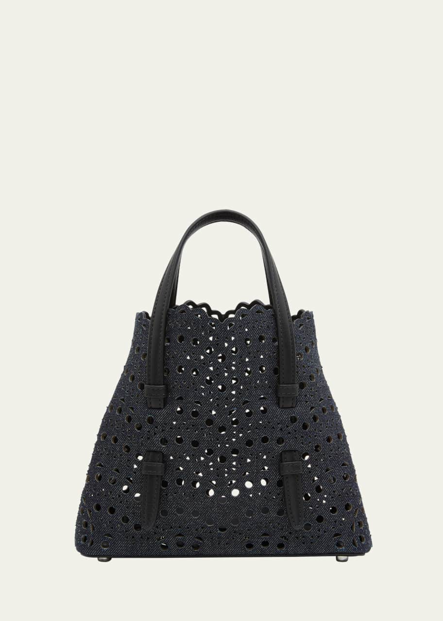 【関税・送料込み】Alaia Alaia Mina 20 Perforated Bag ALAIA Mina 20 Perforated Denim Top-Handle Bag - Bergdorf Goodman