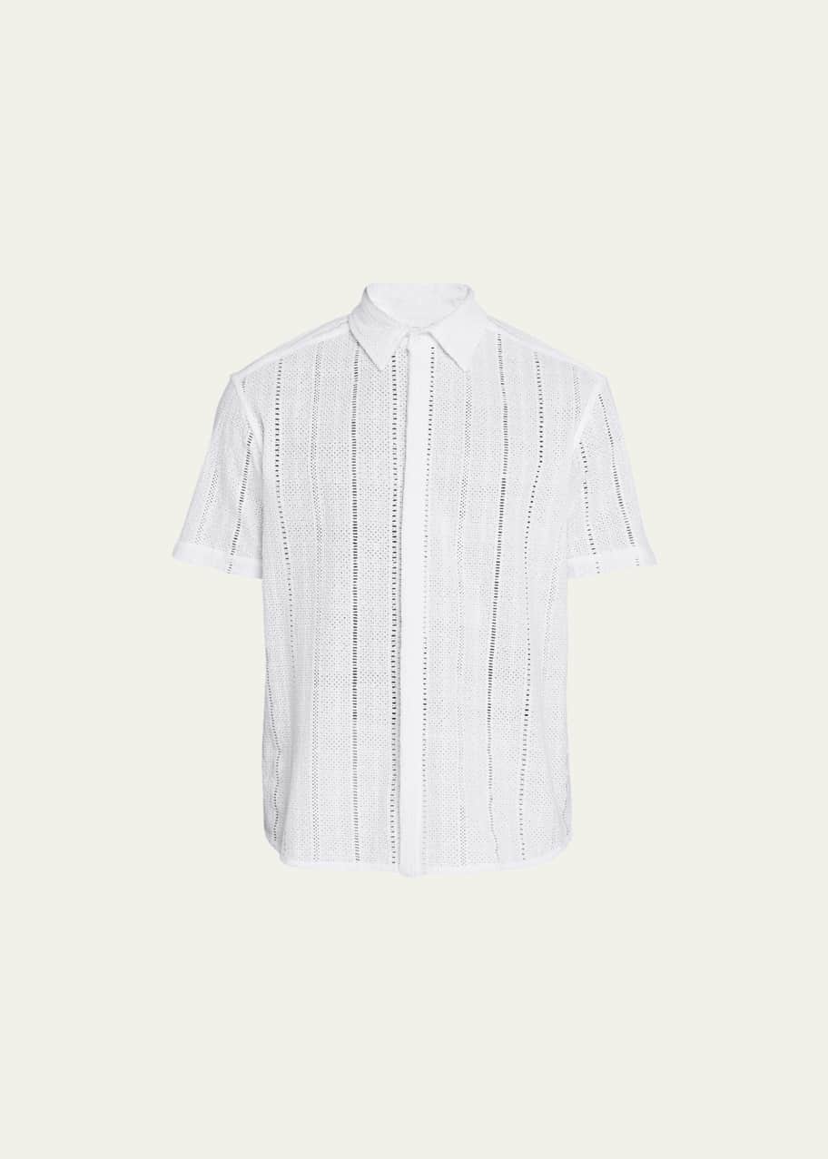Image 1 of 1: Men's Crochet Broad-Stripe Shirt
