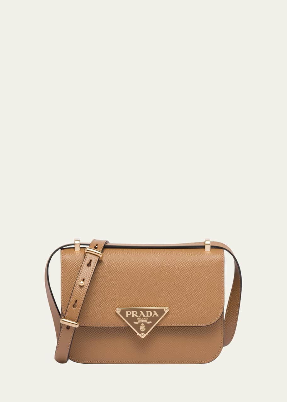 Prada Triangle Flap Leather Crossbody Bag - Bergdorf Goodman