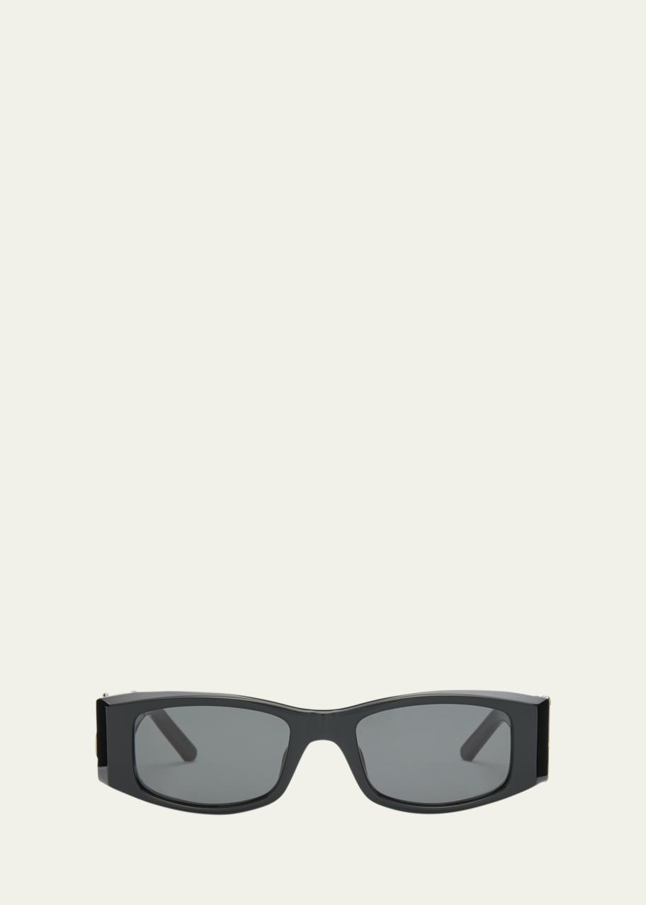 Palm Angels Angel Black Acetate & Metal Rectangle Sunglasses