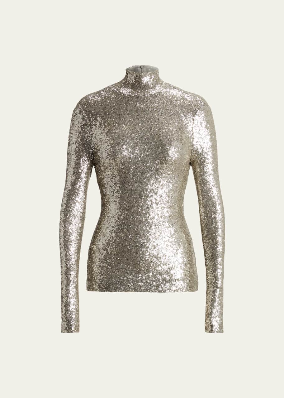 Image 1 of 1: Sequin Turtleneck Top