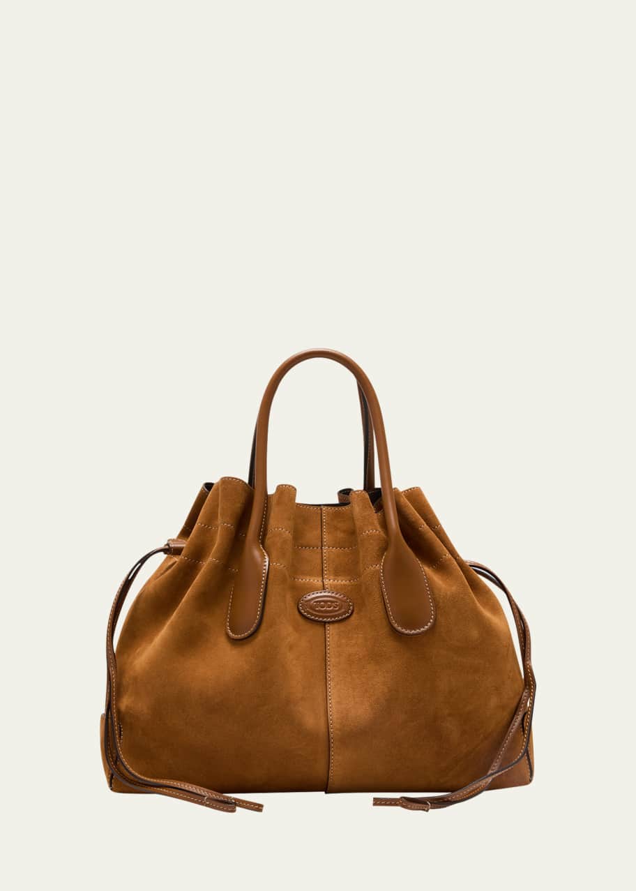 Tod's Drawstring Suede & Leather Top-Handle Bag - Bergdorf Goodman