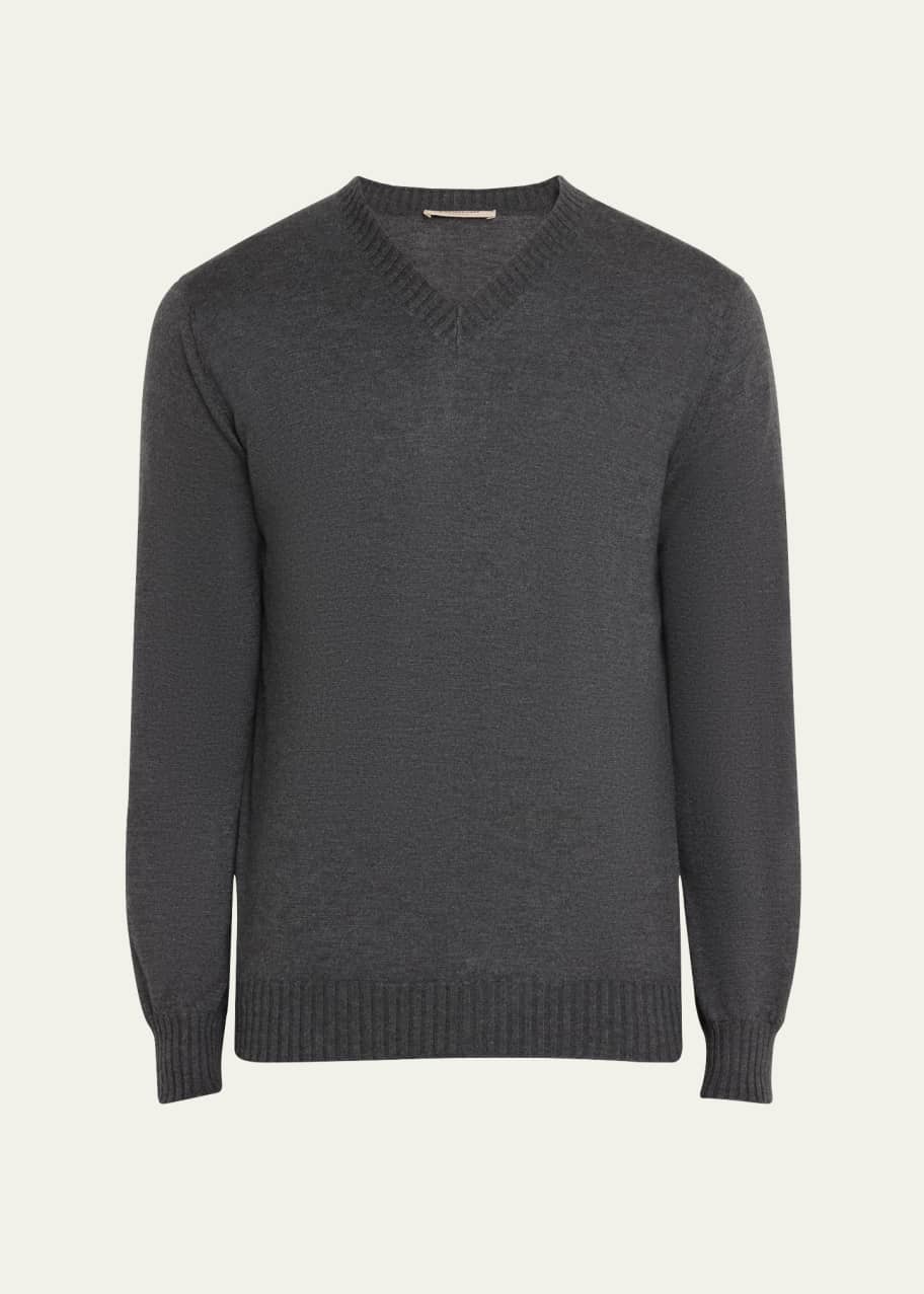 Image 1 of 1: Men's Duvet Cashmere High V-Neck Sweater