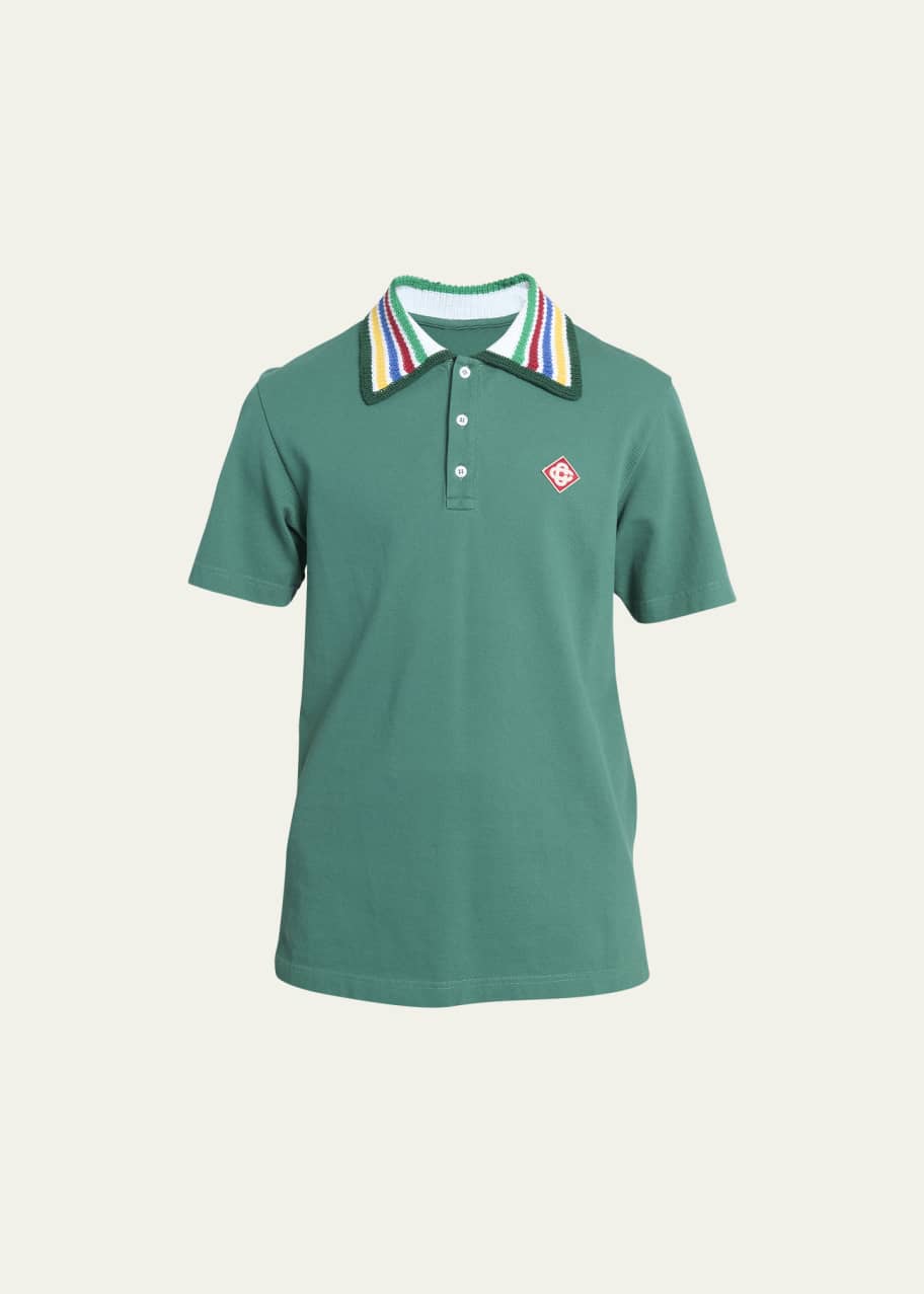 Casablanca Boys Laurel Collar Polo Shirt in White