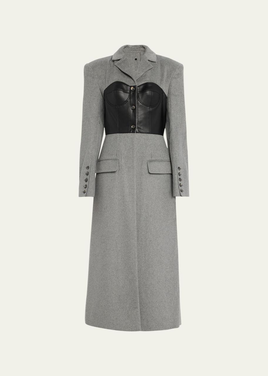 Rokh Faux Leather Corset Wool Tailored Coat Bergdorf Goodman