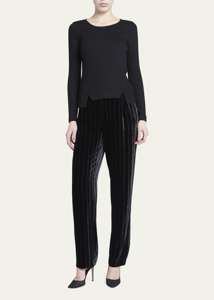 Giorgio Armani Pinstripe Velvet Pants - Bergdorf Goodman display picture 1