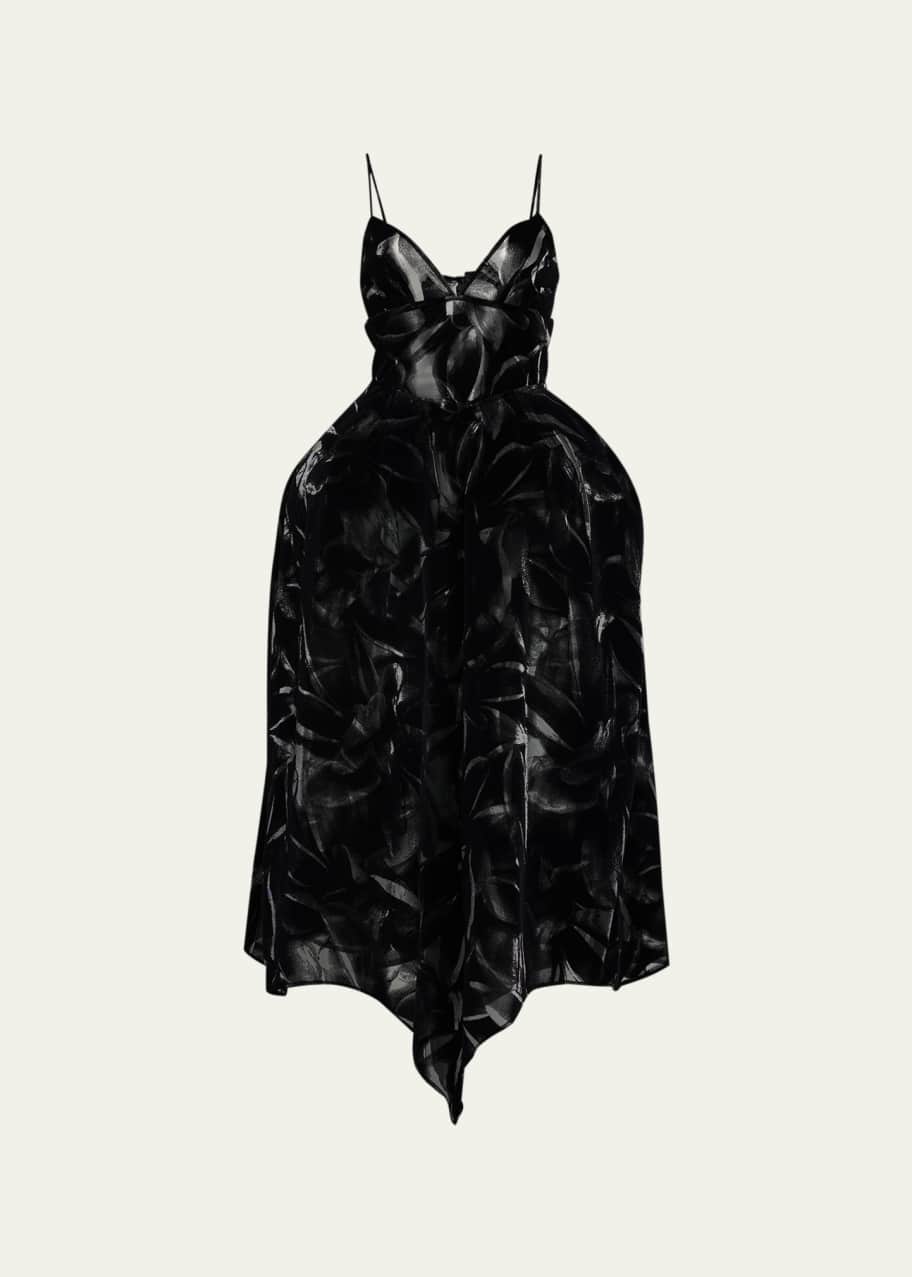 PUPPETS AND PUPPETS Floral Burnout Twin Hip Pannier Asymmetric Midi Dress -  Bergdorf Goodman